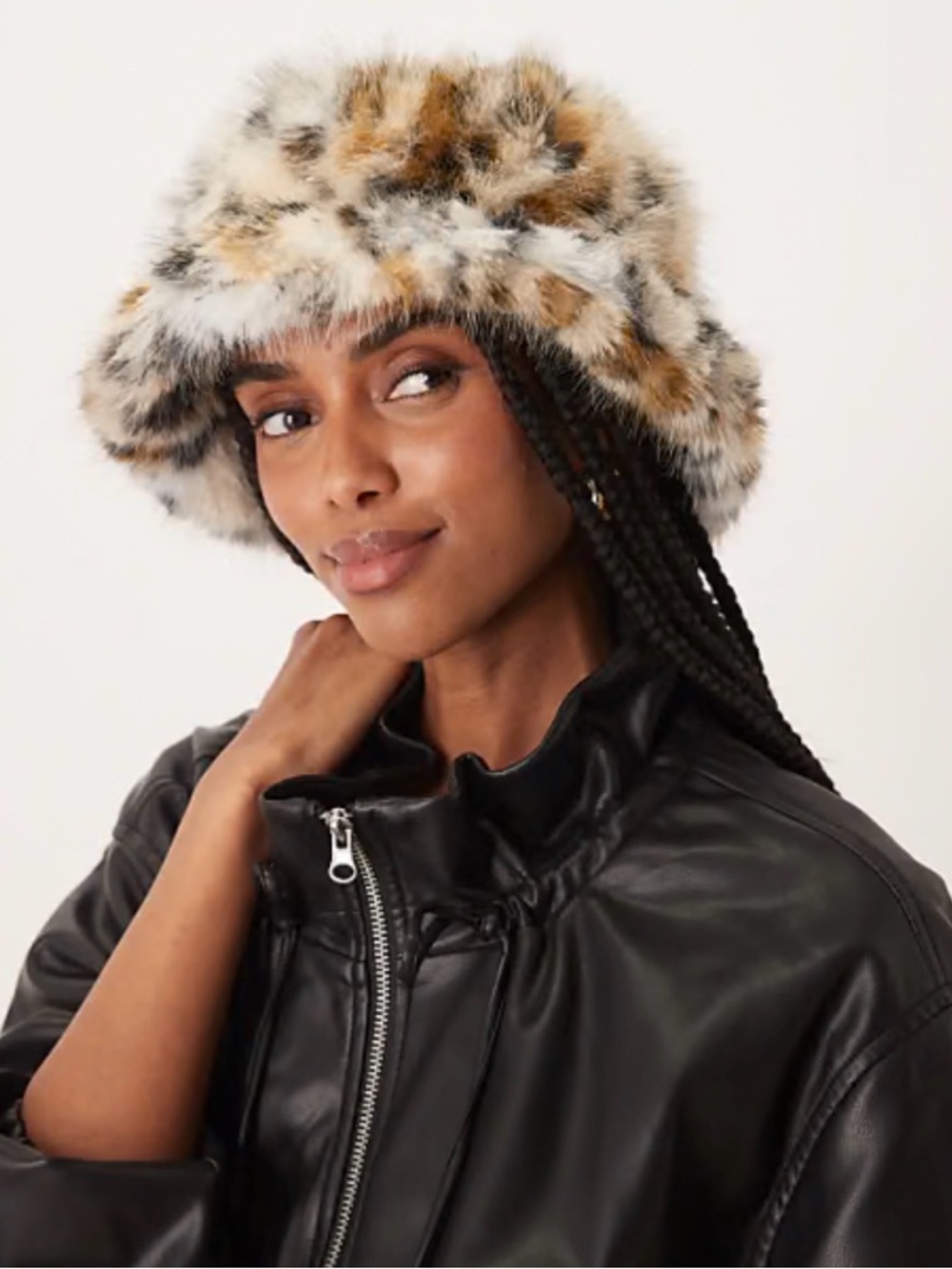 Free People Ice Queen Faux Fur Bucket Hat. NWT. Leopard - Picture 3 of 5